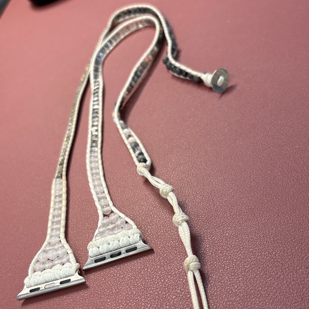 Elegant White Beaded Watch Strap